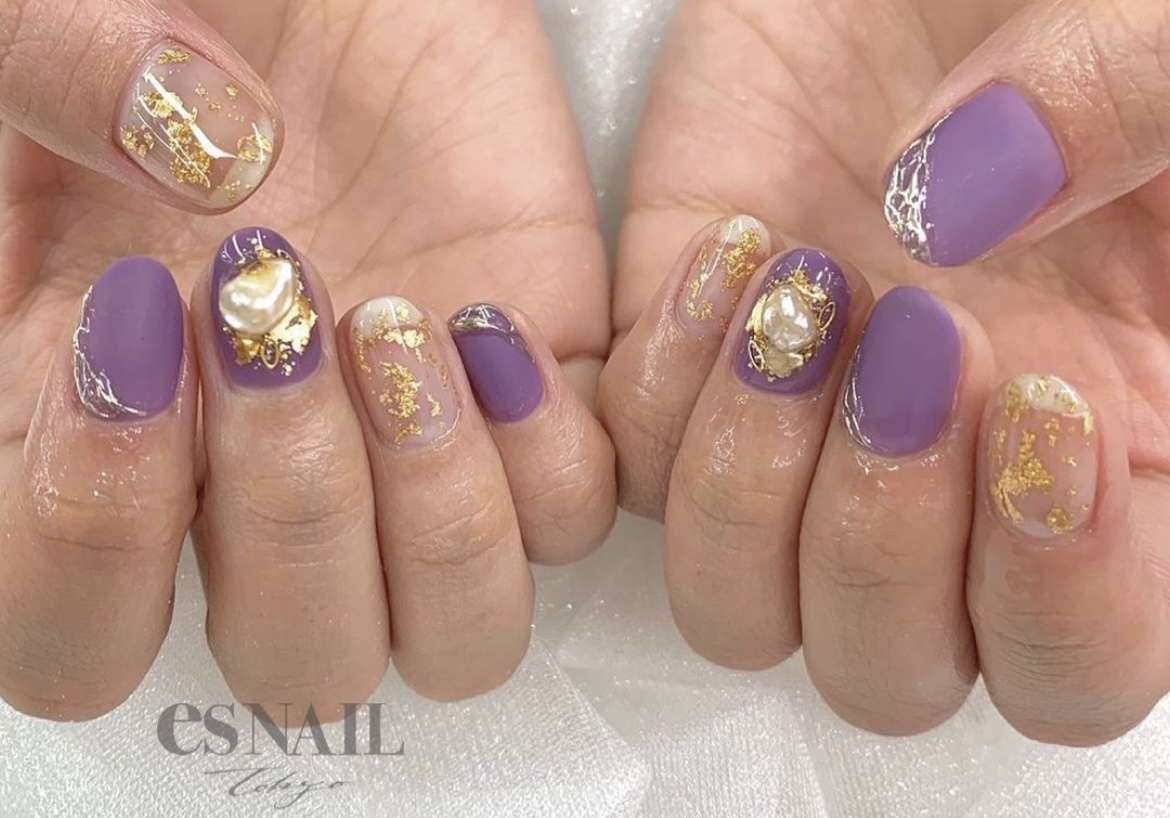 パープルニュアンスネイル💜