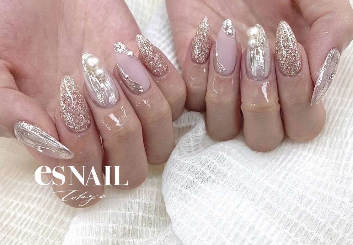 pink×silverネイル🤍